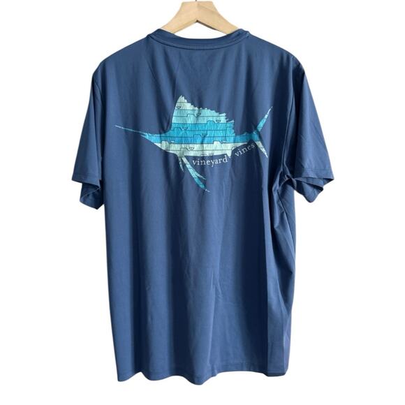 Vineyard Vines Men's Performance Tee Shirt Short Sleeve Crew Neck Small Blue - Picture 2 of 5